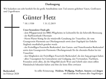 Anzeige von Günter Hetz von MGO