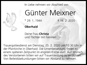 Anzeige von Günter Meixner von MGO