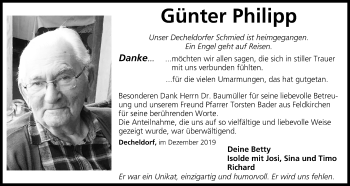 Anzeige von Günter Philipp von MGO