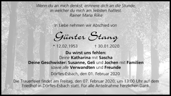 Anzeige von Günter Stang von MGO