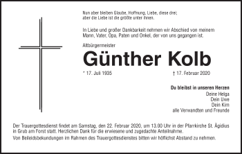 Anzeige von Günther Kolb von MGO