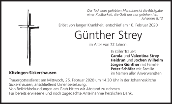 Anzeige von Günther Strey von MGO