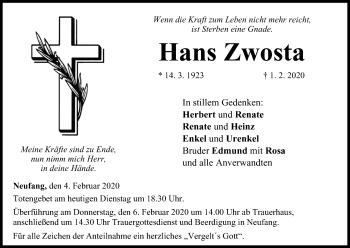 Anzeige von Hans Zwosta von MGO