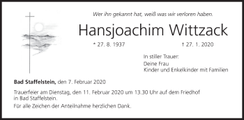 Anzeige von Hansjoachim Wittzack von MGO