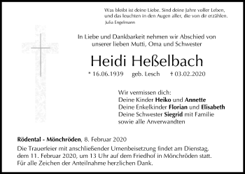 Anzeige von Heidi Heßelbach von MGO