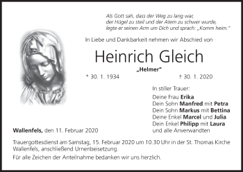 Anzeige von Heinrich Gleich von MGO