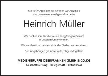 Anzeige von Heinrich Müller von MGO