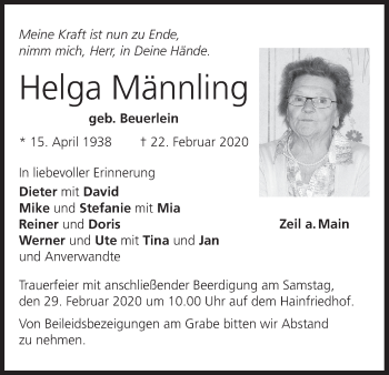 Anzeige von Helga Männling von MGO