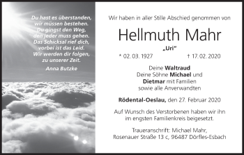 Anzeige von Hellmuth Mahr von MGO