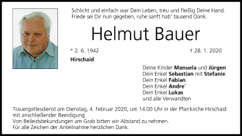 Anzeige von Helmut Bauer von MGO