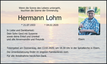 Anzeige von Hermann Lohm von MGO