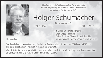 Anzeige von Holger Schumacher von MGO