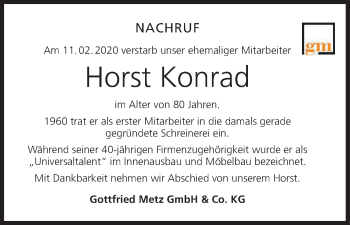 Anzeige von Horst Konrad von MGO