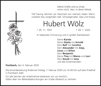 Anzeige von Hubert Wölz von MGO