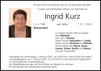 Anzeige von Ingrid Kurz von MGO