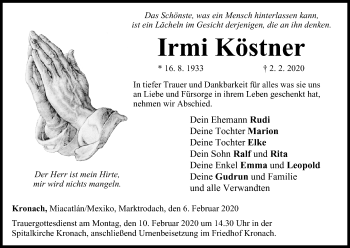 Anzeige von Irmi Köstner von MGO