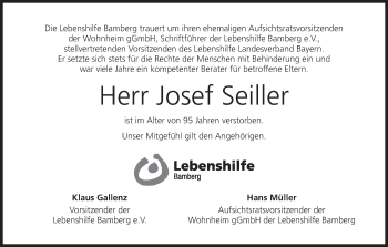 Anzeige von Josef Seiller von MGO