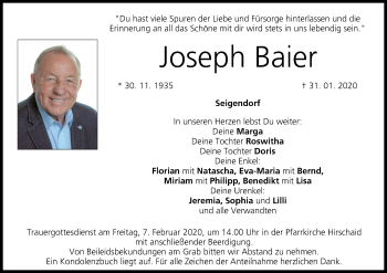 Anzeige von Joseph Baier von MGO