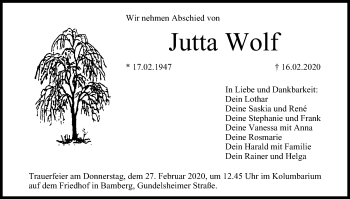 Anzeige von Jutta Wolf von MGO