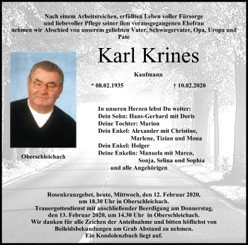 Anzeige von Karl Krines von MGO