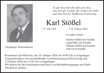 Anzeige von Karl Stößel von MGO