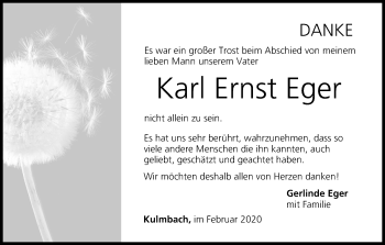 Anzeige von Karl Ernst Eger von MGO