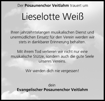 Anzeige von Lieselotte Weiß von MGO