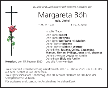 Anzeige von Margareta Böh von MGO