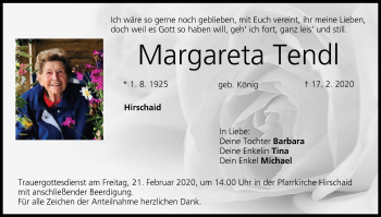 Anzeige von Margareta Tendl von MGO