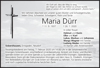 Anzeige von Maria Dürr von MGO