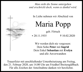 Anzeige von Maria Popp von MGO