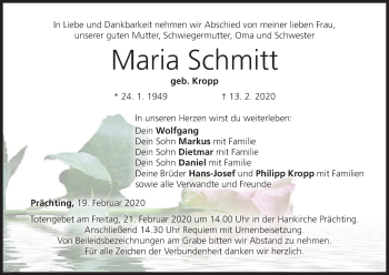Anzeige von Maria Schmitt von MGO