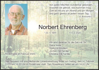 Anzeige von Norbert Ehrenberg von MGO