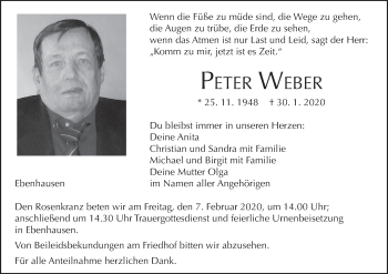 Anzeige von Peter Weber von MGO