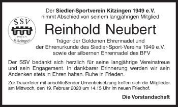 Anzeige von Reinhold Neubert von MGO