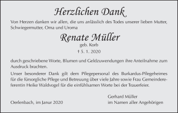 Anzeige von Renate Müller von MGO
