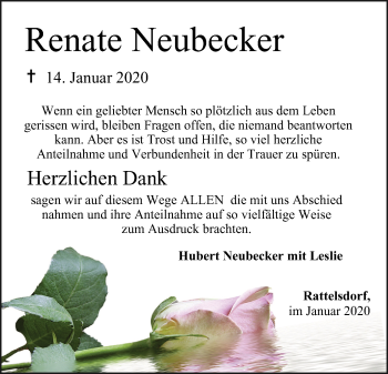 Anzeige von Renate Neubecker von MGO