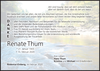 Anzeige von Renate Thum von MGO