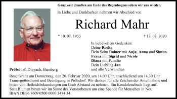 Anzeige von Richard Mahr von MGO