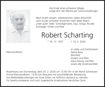 Anzeige von Robert Scharting von MGO