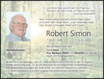 Anzeige von Robert Simon von MGO