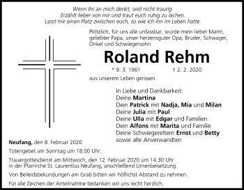Anzeige von Roland Rehm von MGO