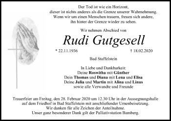 Anzeige von Rudi Gutgesell von MGO