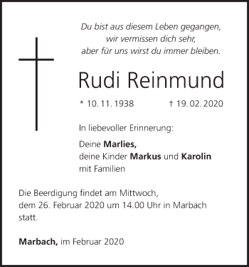 Anzeige von Rudi Reinmund von MGO