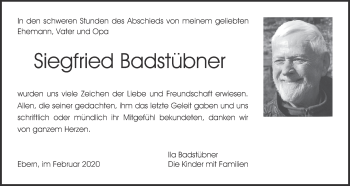 Anzeige von Siegfried Badstübner von MGO
