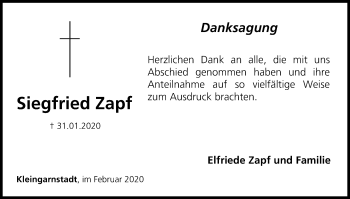 Anzeige von Siegfried Zapf von MGO