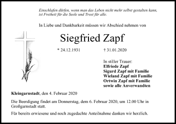 Anzeige von Siegfried Zapf von MGO
