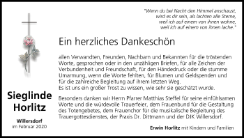 Anzeige von Sieglinde Horlitz von MGO