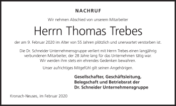 Anzeige von Thomas Trebes von MGO