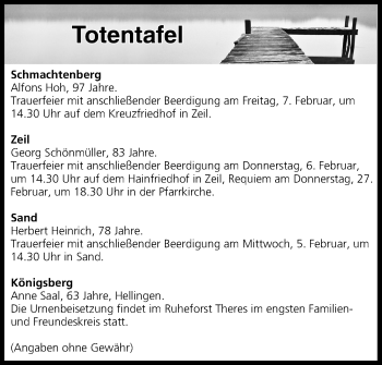 Anzeige von Totentafel vom 05.02.2020 von MGO